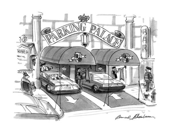 Parking Art Print featuring the drawing 'parking Palace' by Bernard Schoenbaum