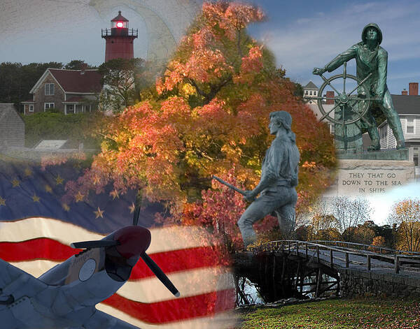 Concord Bridge Art Print featuring the photograph Patriotic Massachusetts by Jeff Folger