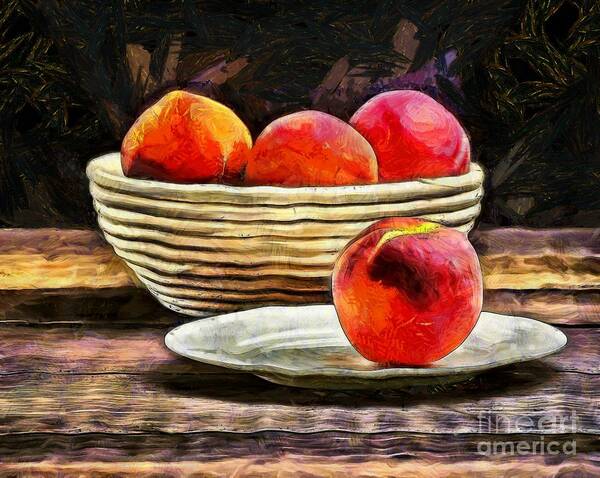 Van Art Print featuring the photograph Peaches Still Life by Edward Fielding