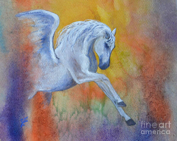 Pegasus Art Print featuring the painting Pegasus by Suzette Kallen