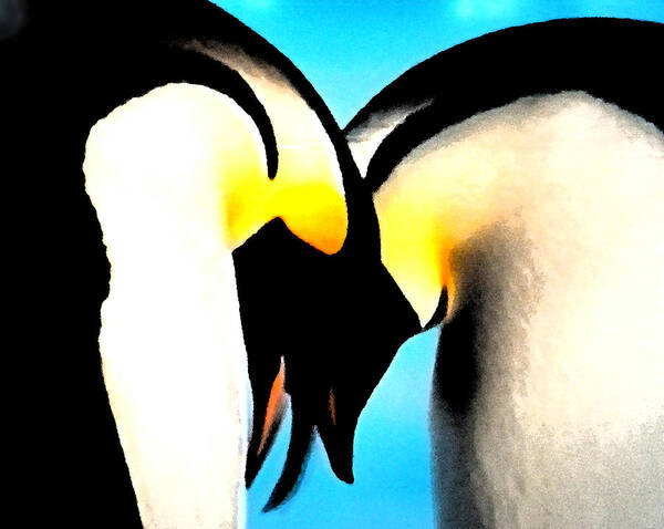 Colette Art Print featuring the painting Penquin Love Dance by Colette V Hera Guggenheim