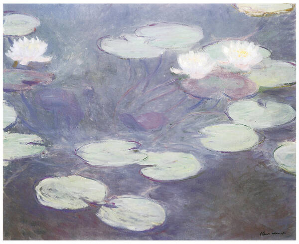 Pink Waterlilies Art Print featuring the painting Pink Water Lilies by Claude Monet