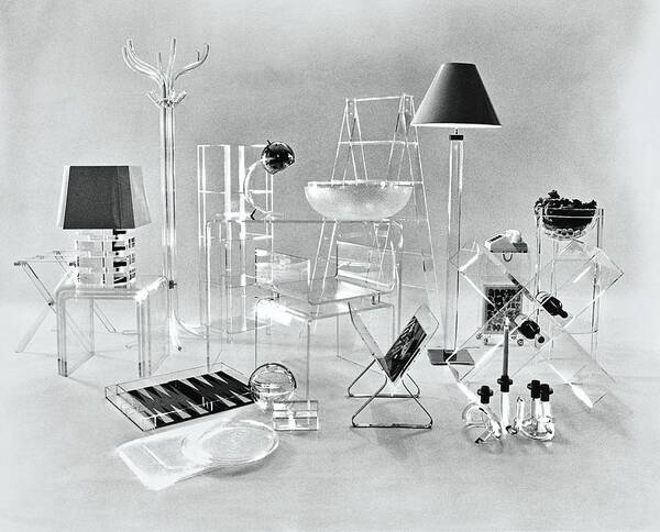 Interior Design Art Print featuring the photograph Plexiglass Furniture And Accessories by Tom Yee