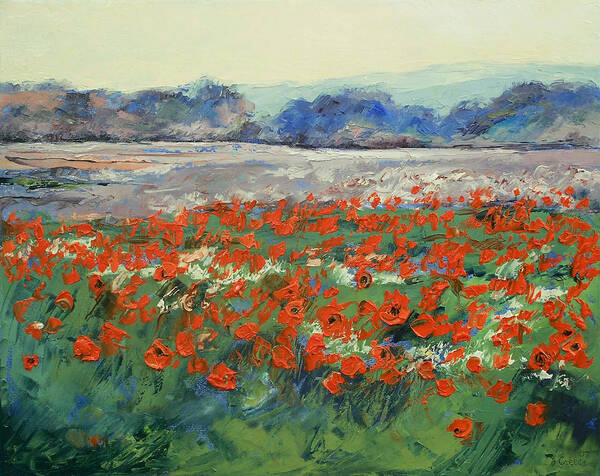 Poppies Art Print featuring the painting Poppies in Flanders Fields by Michael Creese