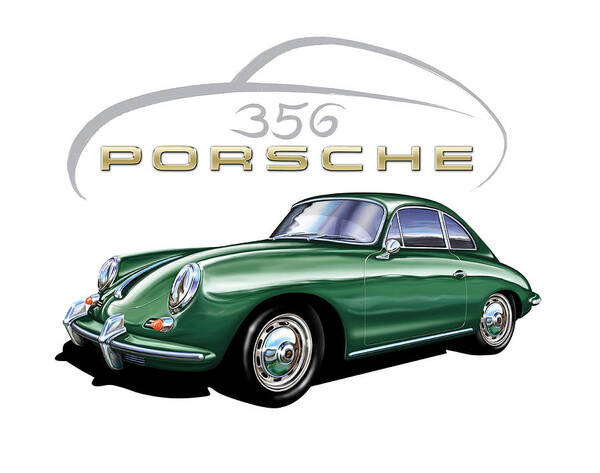 Porsche Art Print featuring the painting Porsche 356 Coupe Green by David Kyte