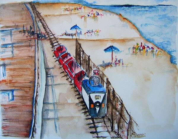 Point Pleasant Beach Art Print featuring the painting Pt Pleasant NJ Sand Train by Elaine Duras