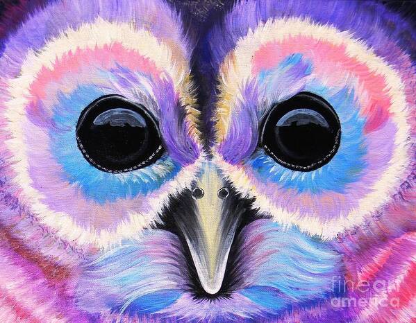 Owl Art Print featuring the painting Purple Owl by Chrissy Neelon
