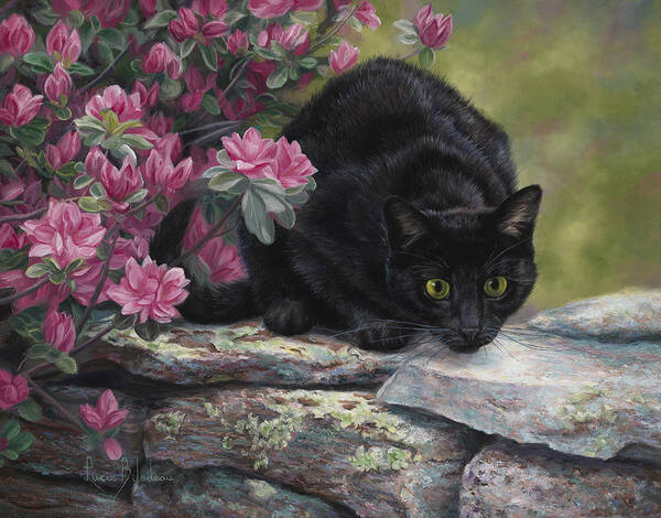 Cat Art Print featuring the painting Ready To Pounce by Lucie Bilodeau