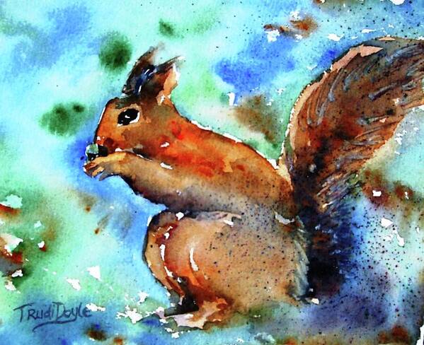 Wild Life Art Print featuring the painting Red Squirrel by Trudi Doyle