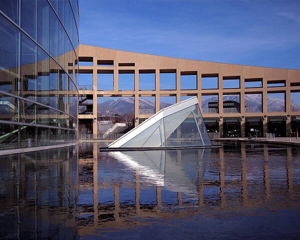 Salt Lake City Art Print featuring the photograph Reflections at the Library by Rona Black
