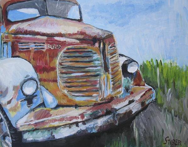 Old Truck Art Print featuring the painting REO Speedwagon by Kathy Stiber