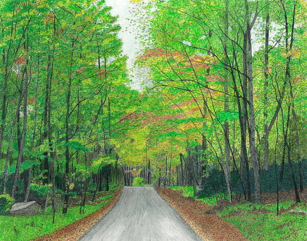 Mentone Alabama Art Print featuring the mixed media Road to Mentone by Cloud Farrow