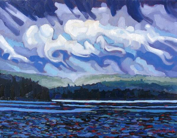 Chadwick Art Print featuring the painting Round Lake Thunderstorm by Phil Chadwick