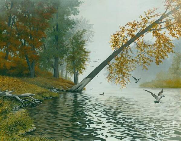 Autumn Landscape Art Print featuring the painting Safe Refuge by Michael Swanson