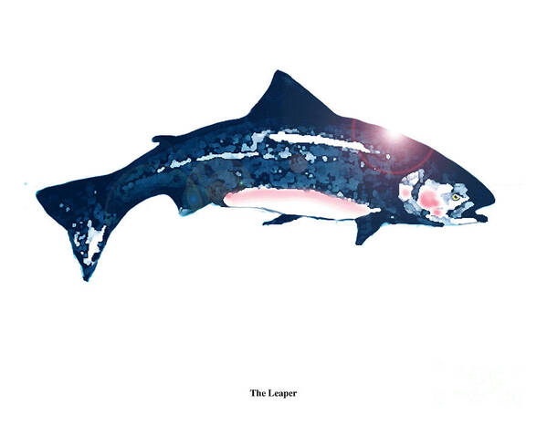 Atlantic Salmon Art Print featuring the mixed media Salar at Sunset by Art MacKay