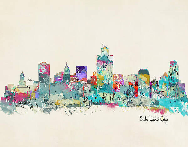 Salt Lake City Utah Art Print featuring the painting Salt Lake City Utah by Bri Buckley