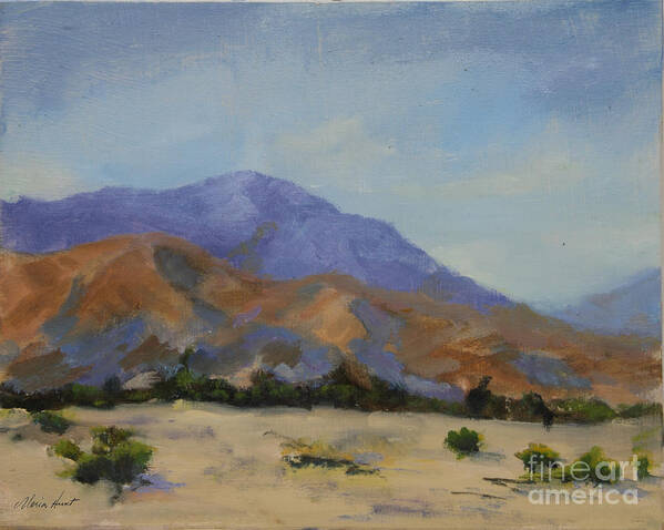 San Gorgonio Pass Art Print featuring the painting Mt San Jacinta at Sunrise by Maria Hunt