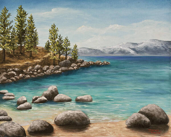 Landscape Art Print featuring the painting Sand Harbor Lake Tahoe by Darice Machel McGuire