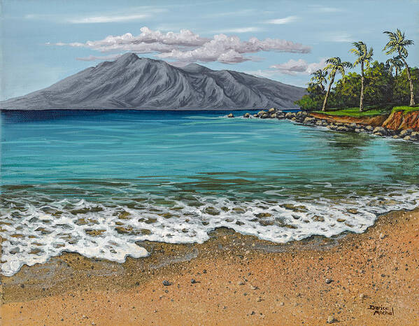 Seascape Art Print featuring the painting Sandy Beach by Darice Machel McGuire
