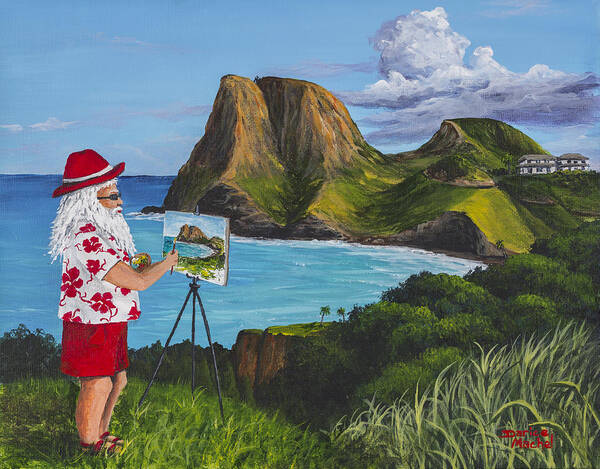 Seascape Art Print featuring the painting Santa in Kahakuloa Maui by Darice Machel McGuire
