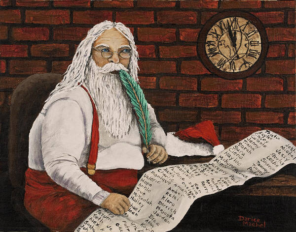 Santa Art Print featuring the painting Santa Is Checking His List by Darice Machel McGuire