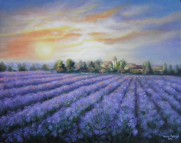 Landscapes Art Print featuring the painting Scented field by Vesna Martinjak