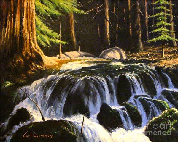Water Art Print featuring the painting Sierra Stream by Carl Downey