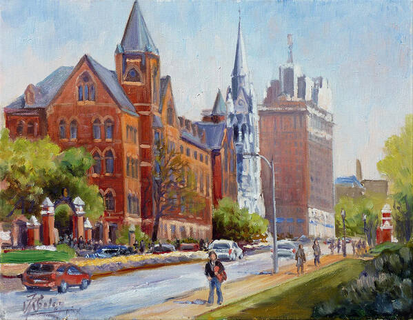 Saint Louis University Art Print featuring the painting SLU Gate Grand Blvd Saint Louis by Irek Szelag