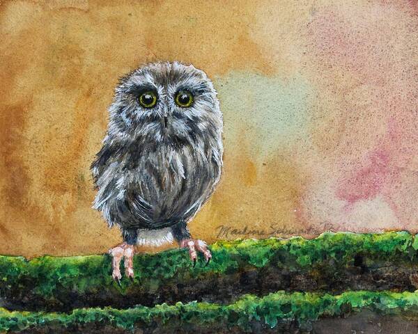 Owl Art Print featuring the painting Small Wonder by Marlene Schwartz Massey