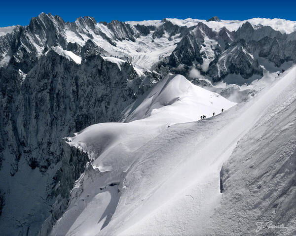 Mont Blanc Art Print featuring the photograph Snow Hikers by Joe Bonita