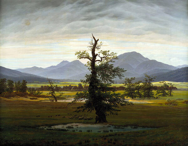 Caspar David Friedrich Art Print featuring the painting Solitary Tree by Celestial Images