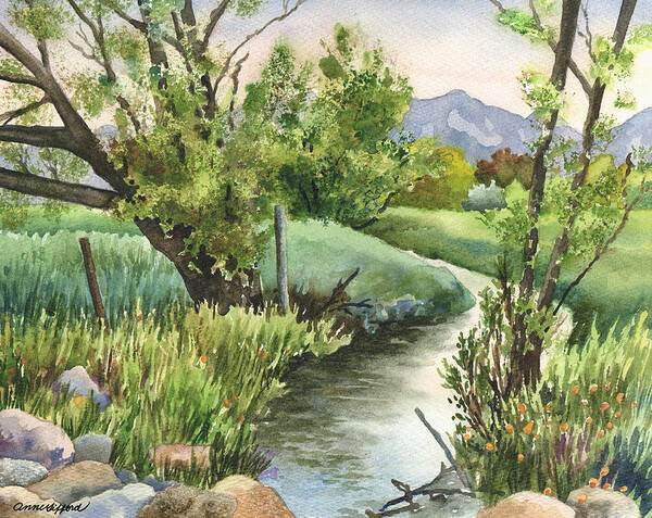 Landscape Painting Art Print featuring the painting South Boulder Creek by Anne Gifford