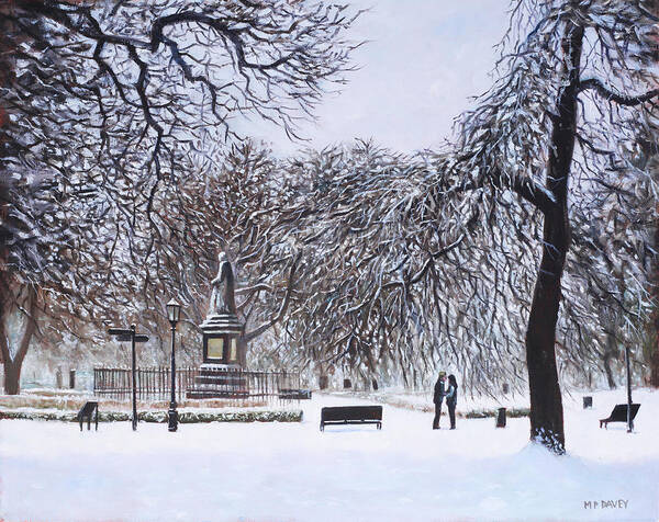 Southampton Art Print featuring the painting Southampton Watts Park in the Snow by Martin Davey