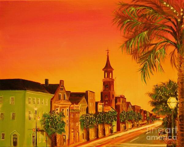 City Art Print featuring the painting Southern Eve by Barbara Hayes