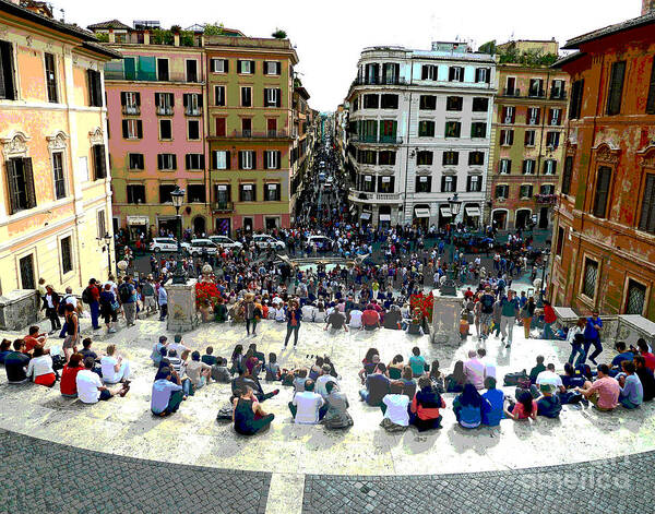 Spanish Steps Art Print featuring the photograph Spanish Steps Looking Down by Cheryl Del Toro