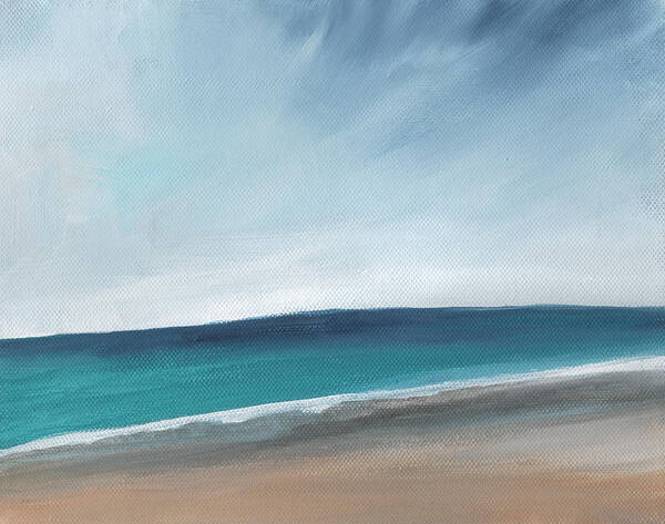 Beach Art Print featuring the painting Spring Beach- contemporary abstract landscape by Linda Woods