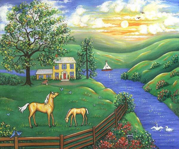 Landscape Art Print featuring the painting Springtime by Linda Mears