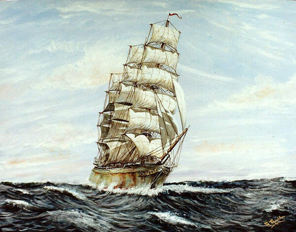 Square Rigger Art Print featuring the painting Square Rigged ship Sophicles by Mackenzie Moulton