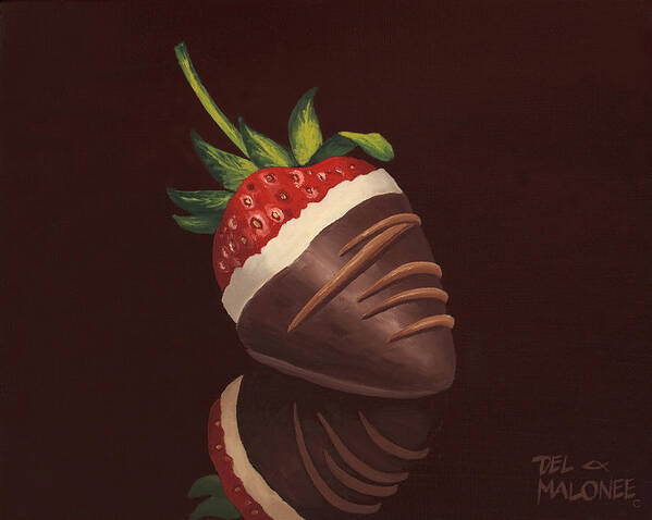 Strawberry Art Print featuring the painting Strawberry Surprise by Del Malonee