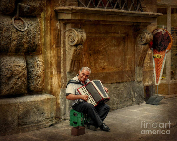 Italy Art Print featuring the digital art Street Music by Valerie Reeves