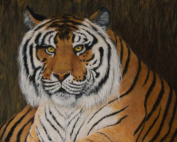 Tiger Art Print featuring the painting Stripes by Nancy Lauby