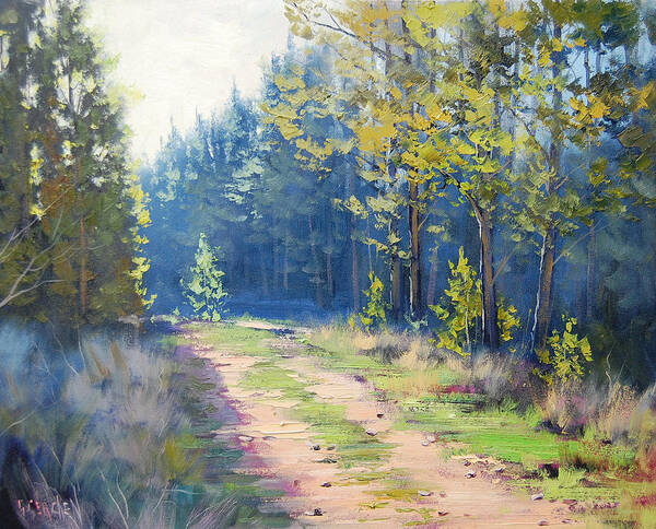 Trees Art Print featuring the painting Sunny Corner Pine Forest by Graham Gercken