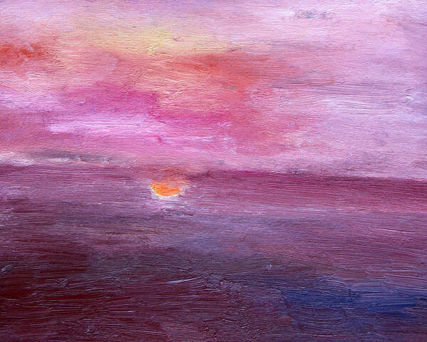 Sunset Art Print featuring the painting Sunset and Ocean by Vadim Levin