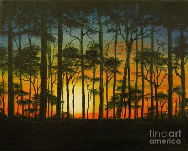 Sunset Art Print featuring the painting Sunset Over St. Joseph's Peninsula by Lora Duguay
