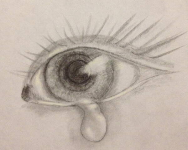 Eye Art Print featuring the drawing Tear by Bozena Zajaczkowska