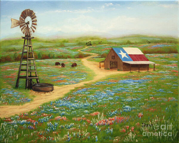 Texas Countryside Art Print featuring the painting Texas Countryside by Jimmie Bartlett