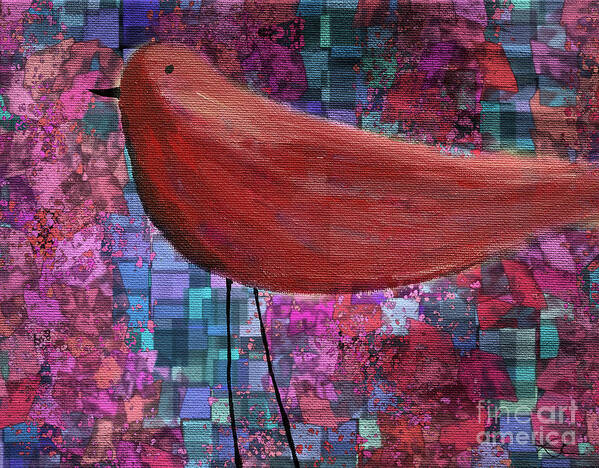 Red Art Print featuring the painting The Bird - 23a01a by Variance Collections
