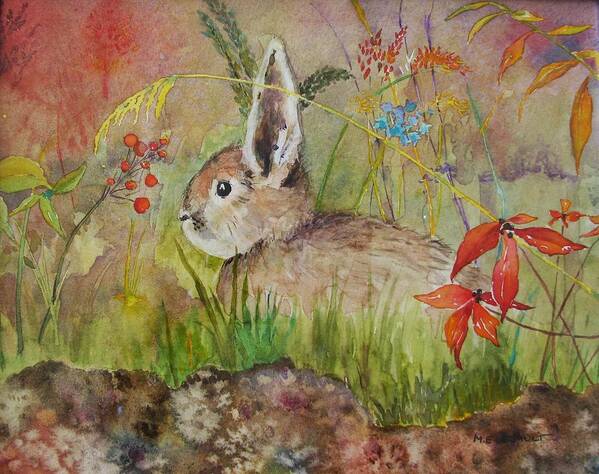 Nature Art Print featuring the painting Mumu's Bunny by Mary Ellen Mueller Legault