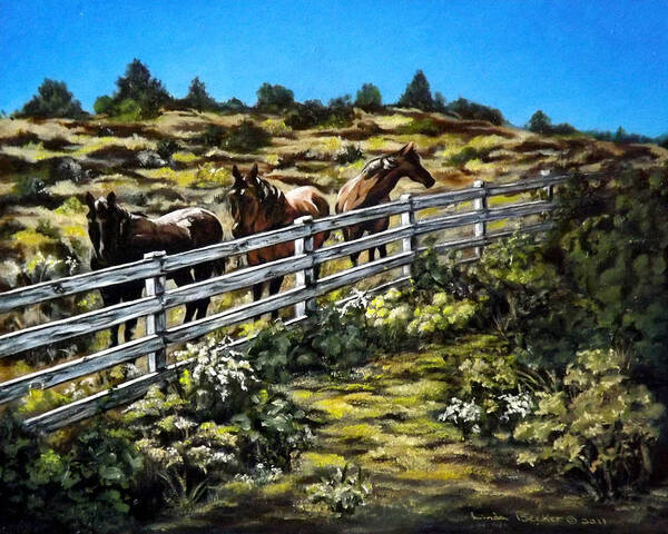 Landscape Painting Art Print featuring the painting The Fence by Linda Becker