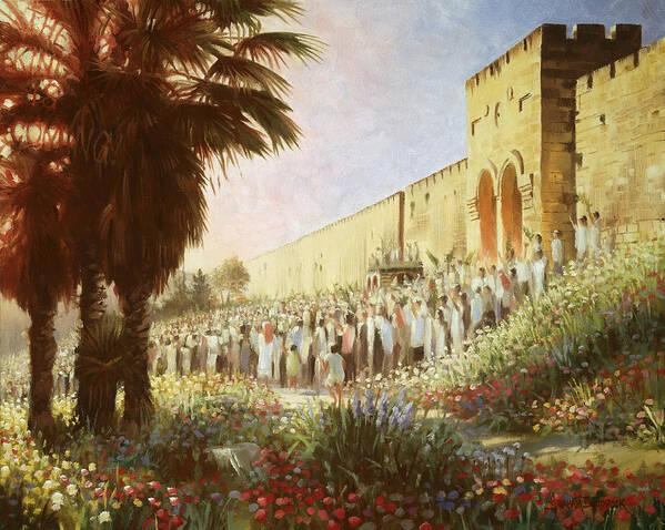 Biblical Art Print featuring the painting The King is Coming Jerusalem by Graham Braddock
